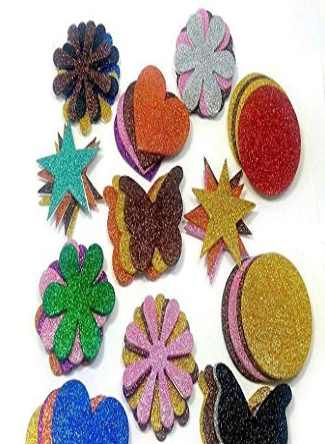 Eclet Glitter Foam Mixed Shaped Self Adhesive Stickers for Kids (Pack of 50) - Image 2